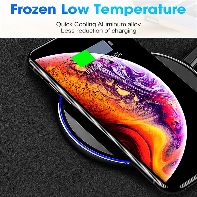 ROCK Metal 15W 10W Wireless Charger Mirror Fast Charging for iPhone 8 X XR XS Max Samsung S10 S9 Desktop Wireless Charger Pad - OZN Shopping