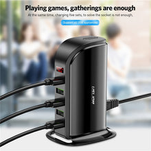 Load image into Gallery viewer, USLION 5 Port USB Charger HUB LED Display Multi USB Charging Station Dock Universal Mobile Phone Desktop Wall Home EU UK Plug - OZN Shopping
