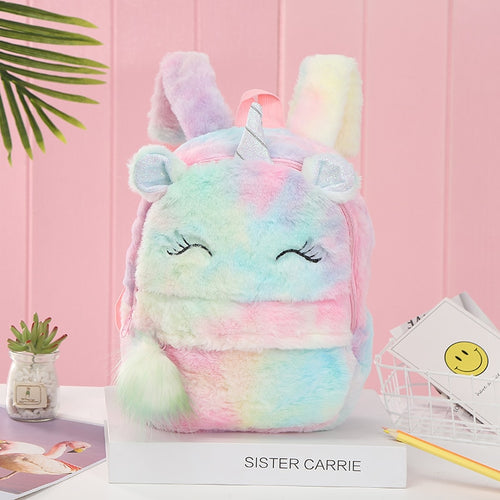 Cute Cartoon Backpack Girl Plush Unicorn Backpacks Cute Fashion Fur Backpacks Children Schoolbag Kids Gift Book Bag - OZN Shopping