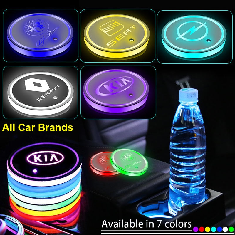 Led Car Cup Badge Lights Luminous Coaster Drink Holder - OZN Shopping