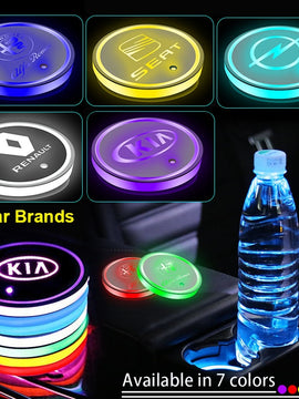 Led Car Cup Badge Lights Luminous Coaster Drink Holder