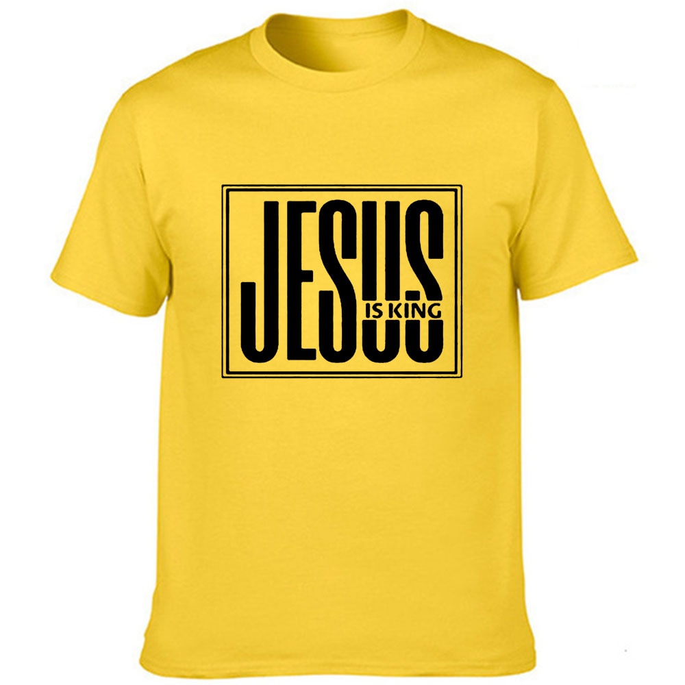 Jesus Is King Print Men Summer T-shirt Gods Faith - OZN Shopping