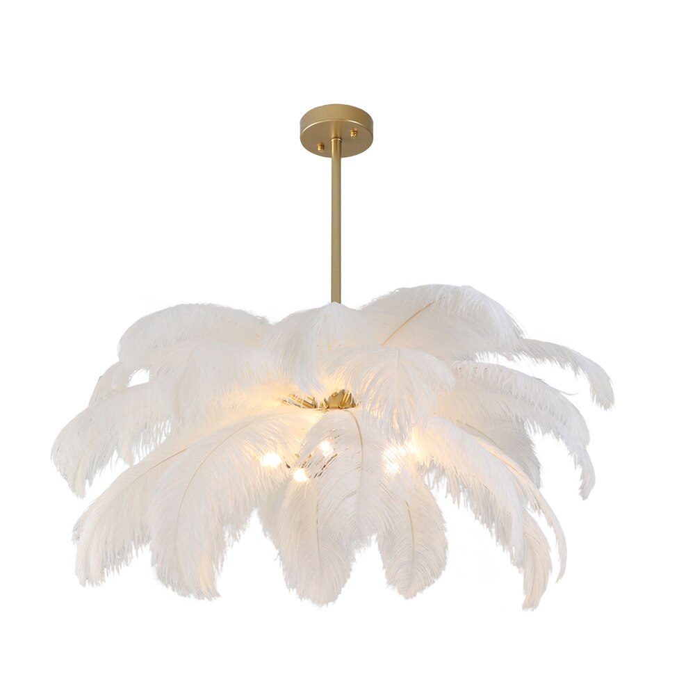 Modern White Chandelier  Art Design White Feather Hanging Light Fixture - OZN Shopping