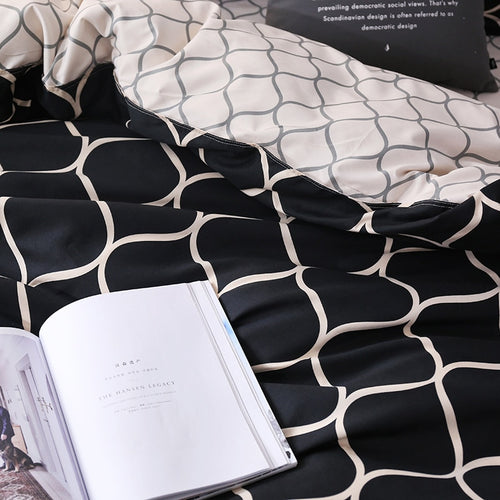 Luxury Bedding Set Super King Duvet Cover Sets Marble Single Queen Size Black Comforter Bed Linens Cotton xx14# - OZN Shopping