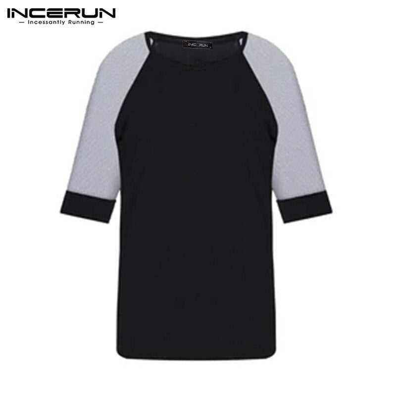 Summer Mesh Patchwork Men T Shirt Short Sleeve Slim O Neck Party Sexy Breathable Nightclub T-shirts Casual Tee Tops INCERUN - OZN Shopping