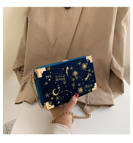 Metal Badge Box Shape Handbag Purse Women Black Chain Party Clutch Bag Kawaii Shoulder Bag Crossbody Messenger Bag - OZN Shopping