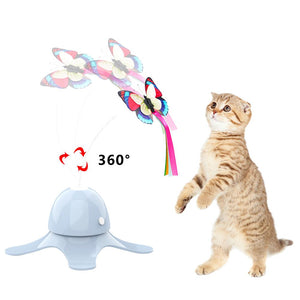 Electronic Pet Cat Toy Smart Automatic Funny Cat Exercise Toy Electric Rotating Kitten Toys Butterfly Cat Stick Interactive Toy - OZN Shopping