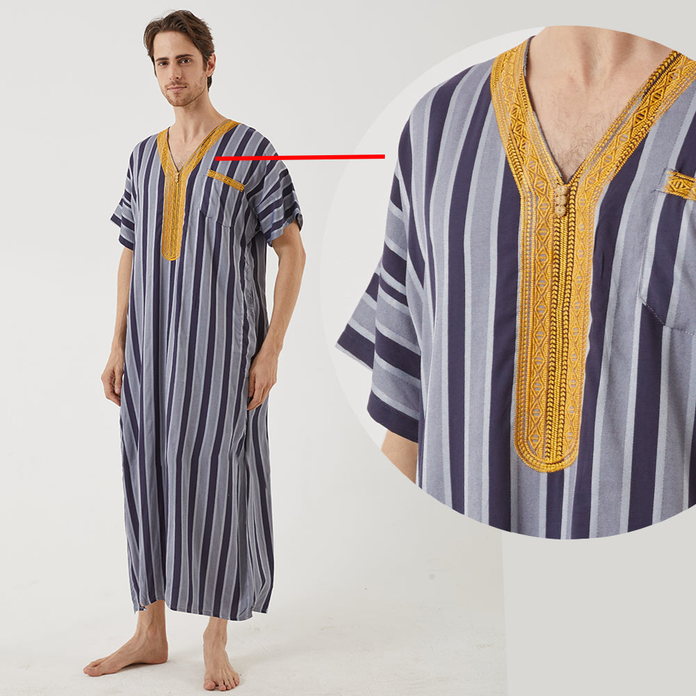 New Trendy Embroidery Jubba Thobe  For Men Kaftan Abaya - OZN Shopping