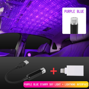 Car Roof Star Light Interior LED Starry Laser Atmosphere Ambient Projector USB Auto Decoration Night Home Decor Galaxy Lights - OZN Shopping