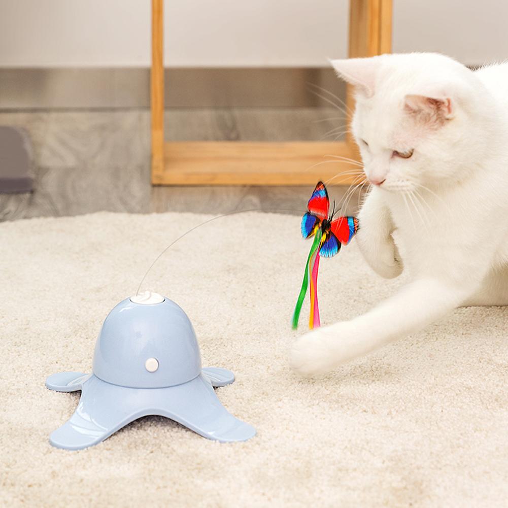 Electronic Pet Cat Toy Smart Automatic Funny Cat Exercise Toy Electric Rotating Kitten Toys Butterfly Cat Stick Interactive Toy - OZN Shopping