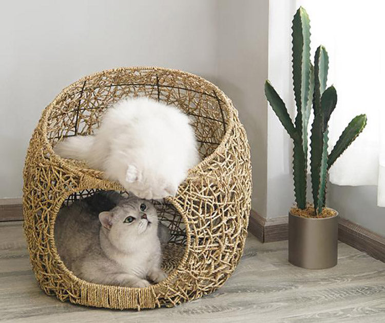 Swinging Hammock Chair Swing Egg /woven Rattan Pet Cat Hanging Bed - OZN Shopping