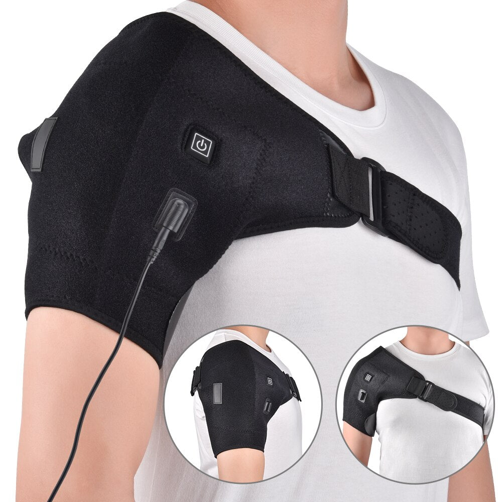 Electric Heat Therapy Adjustable Shoulder Brace Back Support Belt for Dislocated Shoulder Rehabilitation Injury Pain Wrap - OZN Shopping