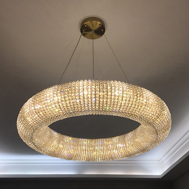 Modern Chrome Round Design Crystal Chandelier Lighting For Bedroom Living Room Indoor Light Fixtures LED Cristal Lustre - OZN Shopping
