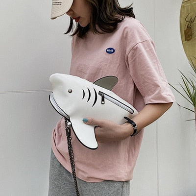 Fashion Shark Shaped Chains Crossbody Bag - OZN Shopping