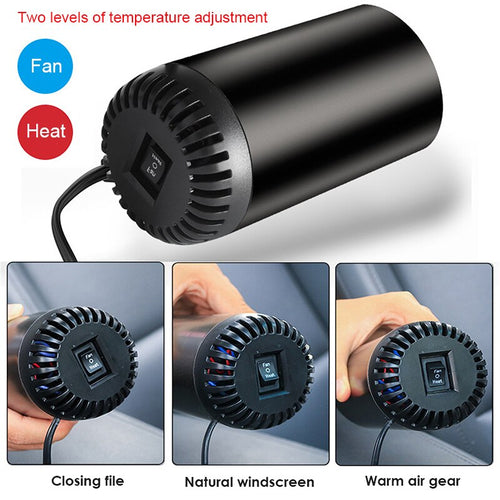 12V Car Heater Vehicle Heating Cooling Fan Portable Defrosting and Defogging Small Electrical Appliance Fun with Suction Holder - OZN Shopping