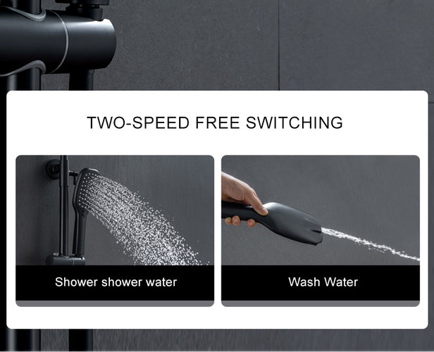 Shower Faucets Sets Water Bathroom Mixer Waterfall Faucet Rainfall Shower Systems Thermostat Tap EL9403 - OZN Shopping
