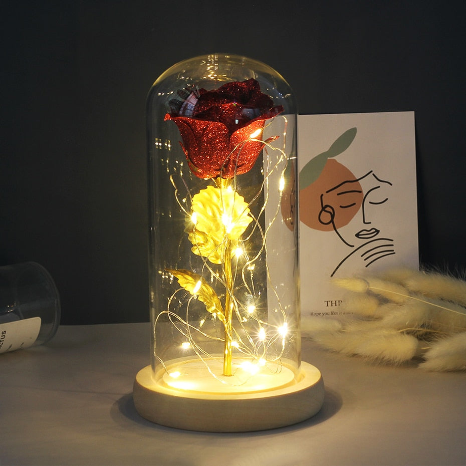 Eternal Rose  LED Light  In Glass Cover for Valentines Day Gift, Christmas Home Decor, Mothers Day,  & New Year Gift - OZN Shopping