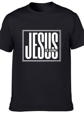 Jesus Is King Print Men Summer T-shirt Gods Faith