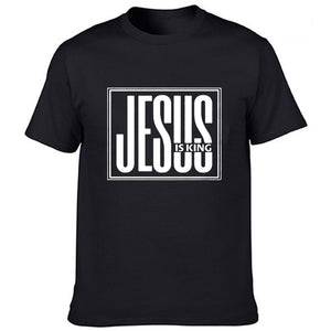 Jesus Is King Print Men Summer T-shirt Gods Faith - OZN Shopping