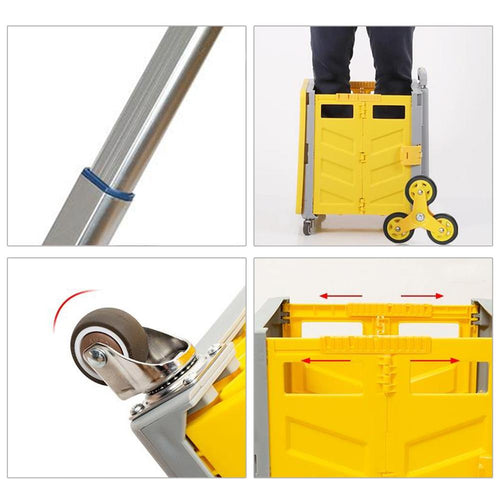 Shopping Trolley Folding Cart Heavy Duty Crate Handcart With 8 Wheels Portable Tools Carrier For Travel Shopping Moving Luggage Home Storage - OZN Shopping
