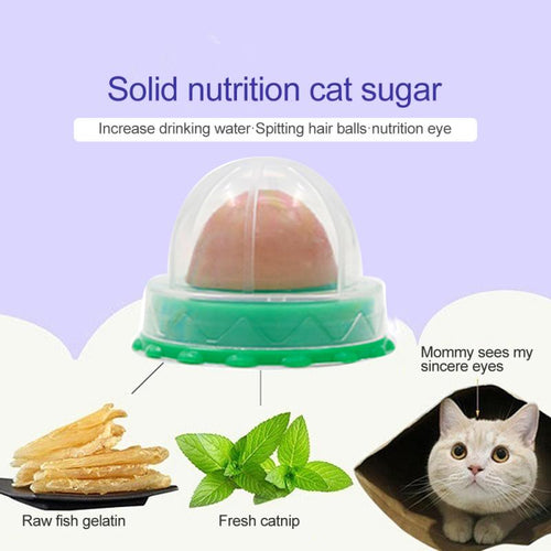 Cat Sugar Ball Cat Snacks Candy Licking Solid Nutrition Cat Treats Energy Ball Toy With Natural Catnip And Sucker For Cats - OZN Shopping