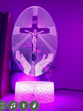 Christian 3D Cross Night Light  Home Decor  Bluetooth Speaker Table Lamp