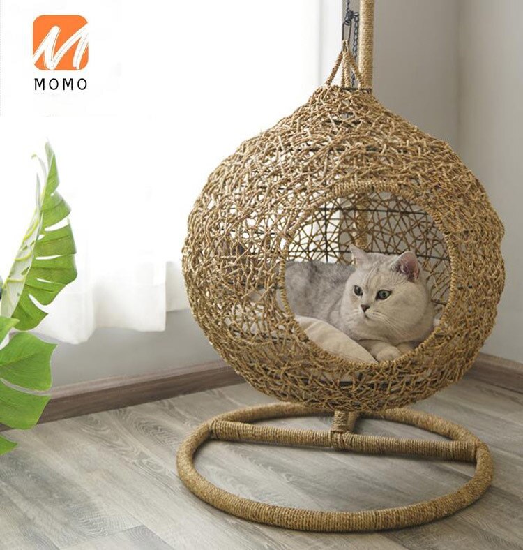 Swinging Hammock Chair Swing Egg /woven Rattan Pet Cat Hanging Bed - OZN Shopping