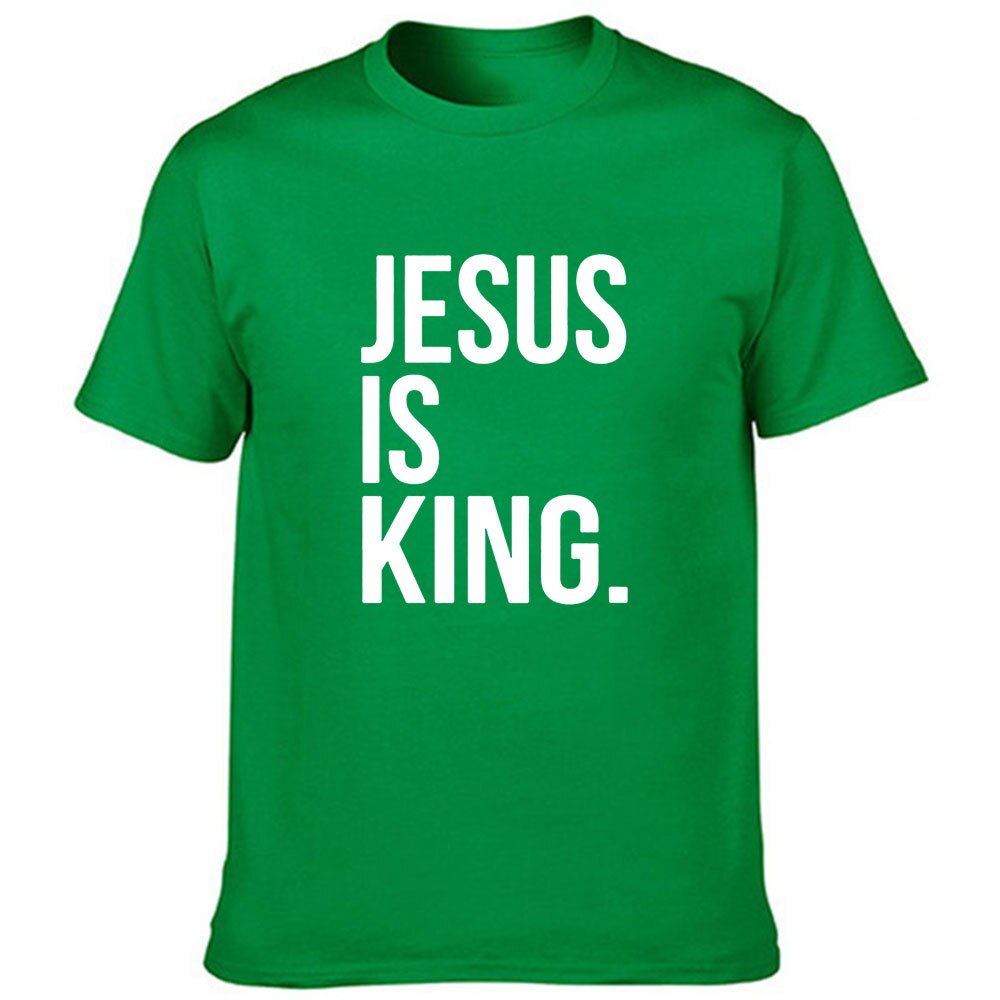 Jesus Is King Print Men Summer T-shirt Gods Faith - OZN Shopping
