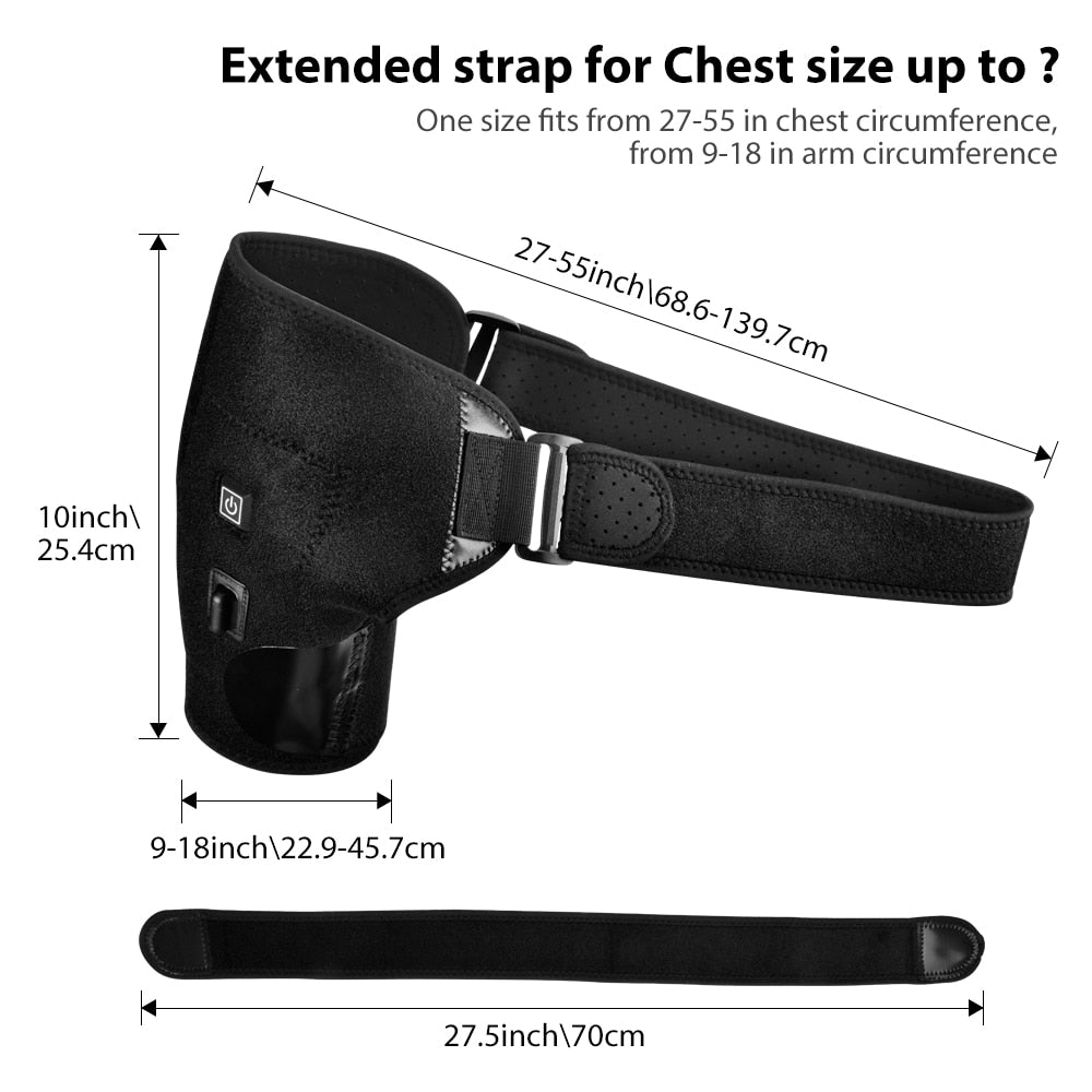 Electric Heat Therapy Adjustable Shoulder Brace Back Support Belt for Dislocated Shoulder Rehabilitation Injury Pain Wrap - OZN Shopping