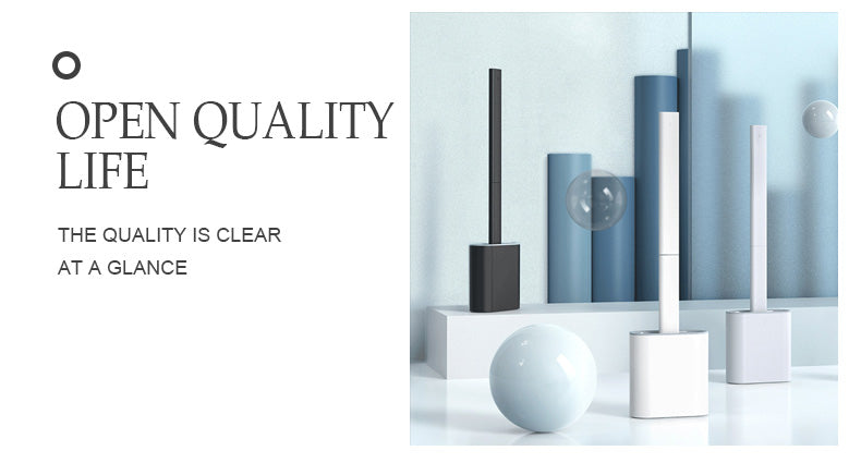 Soft TPR Silicone Head Toilet Brush with Holder Black Wall-mounted Detachable Handle Bathroom Cleaner Durable WC Accessories - OZN Shopping