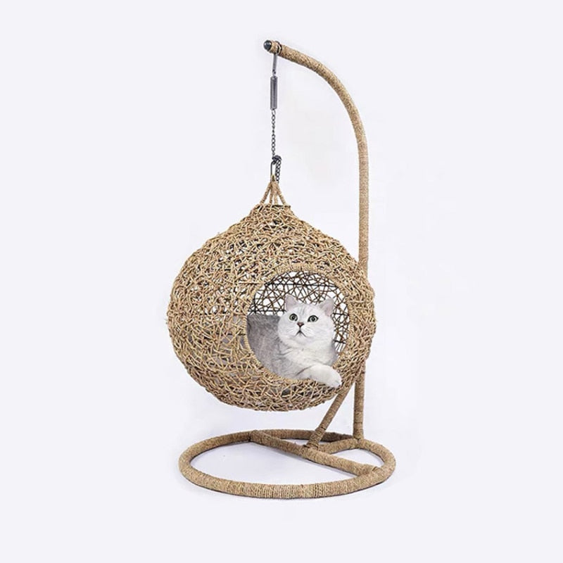 Swinging Hammock Chair Swing Egg /woven Rattan Pet Cat Hanging Bed - OZN Shopping