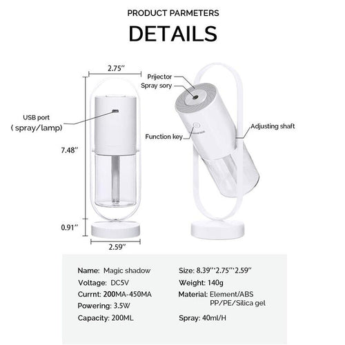 Mini Portable Wireless Usb Charging Humidifier Mute Projection Lamp 360 Rotating Aromatherapy Diffuser For Home Bedroom - OZN Shopping