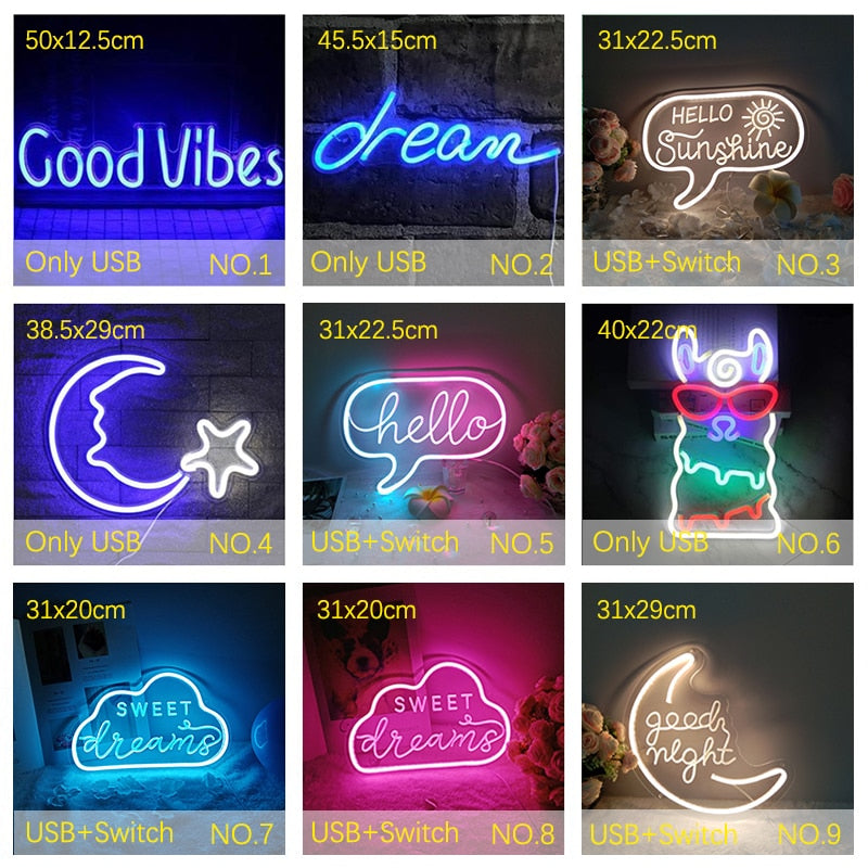 Good Vibes Led Neon Light Sign - Wall Decor - OZN Shopping