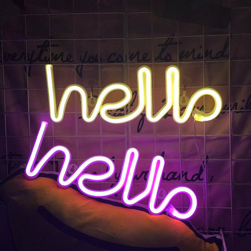 LED Neon Night Light Sign Wall Art Sign Night Lamp Xmas Birthday Gift Wedding Party Wall Hanging Neon Lamp Home Decor - OZN Shopping