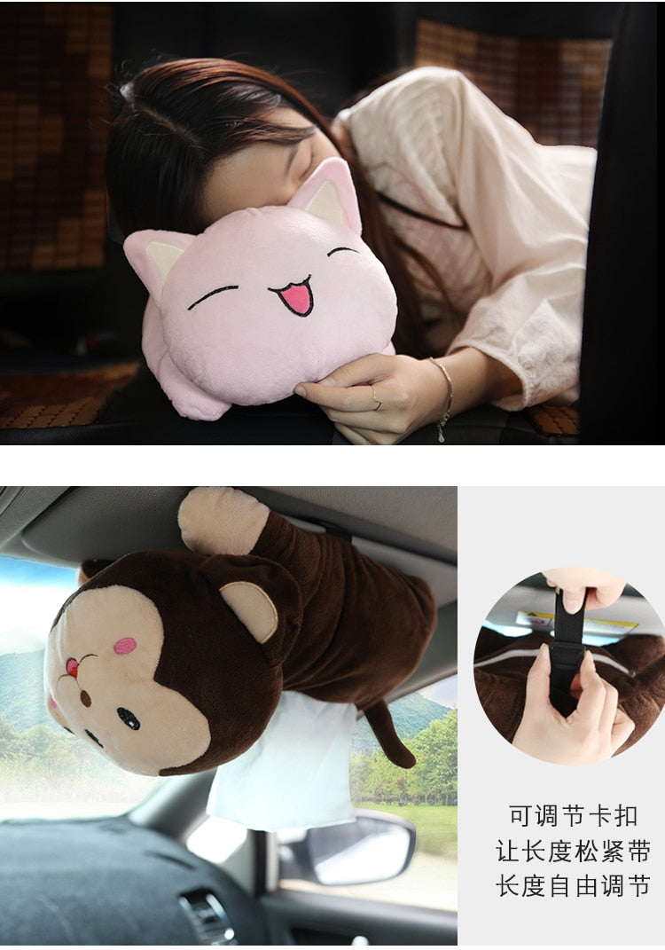 Creative Car Tissue Box Cover Cute Shiba Inu Dog Plush Toy Armrest Tissue Box Holder For Car Seat Back Hanging Napkin Dispenser - OZN Shopping