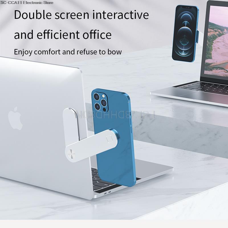 Magnetic Portable Metal Expansion Phone Stand Laptop Screen Folding Side Mount Magnetic Phone Stand Holder Lazy Bracket 4Color - OZN Shopping