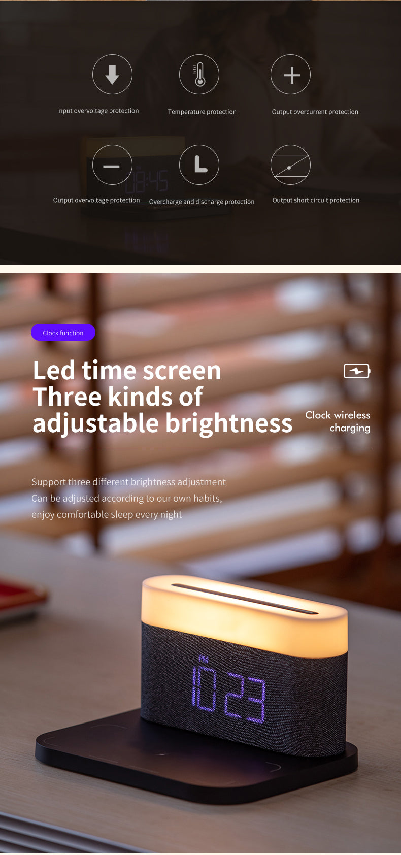 Wireless Chager with Clock & Lamp - OZN Shopping