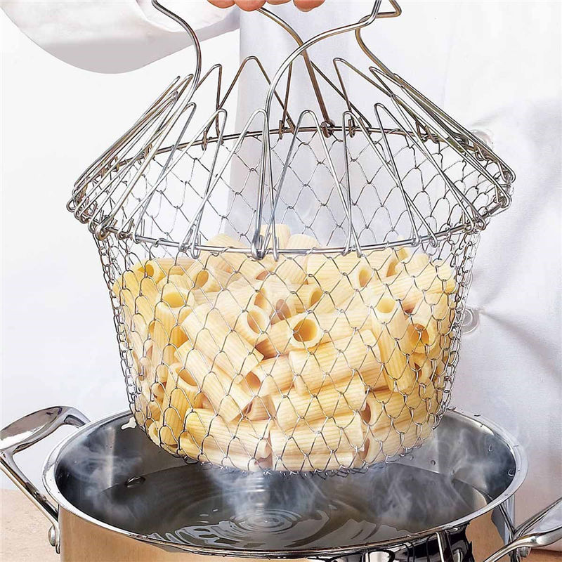 Foldable Steam Rinse Fry Basket Strainer - OZN Shopping