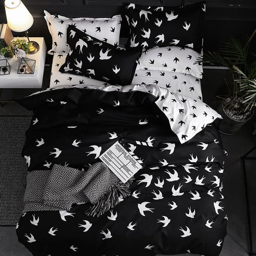 Luxury Bedding Set Super King Duvet Cover Sets Marble Single Queen Size Black Comforter Bed Linens Cotton xx14# - OZN Shopping