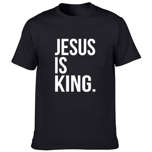 Jesus Is King Print Men Summer T-shirt Gods Faith - OZN Shopping