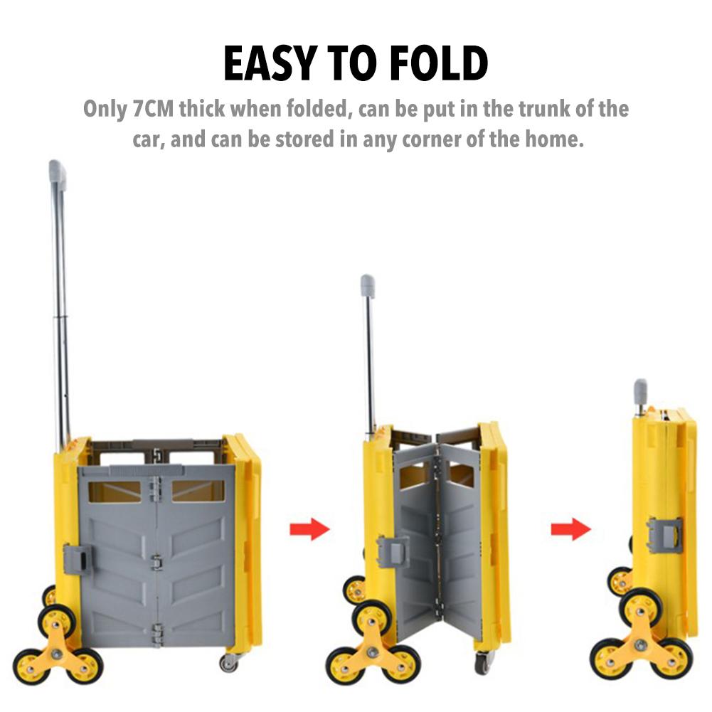 Shopping Trolley Folding Cart Heavy Duty Crate Handcart With 8 Wheels Portable Tools Carrier For Travel Shopping Moving Luggage Home Storage - OZN Shopping