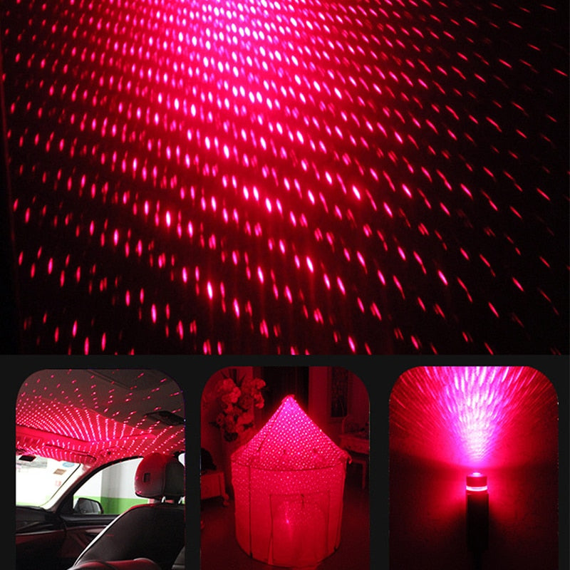 Car Roof Star Light Interior LED Starry Laser Atmosphere Ambient Projector USB Auto Decoration Night Home Decor Galaxy Lights - OZN Shopping