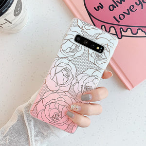 Phone Case For Samsung Galaxy A51 A71 A50 Note 10 S10e S10 Plus S9 Plus Electroplated Rose Flower Soft IMD Back Cover - OZN Shopping