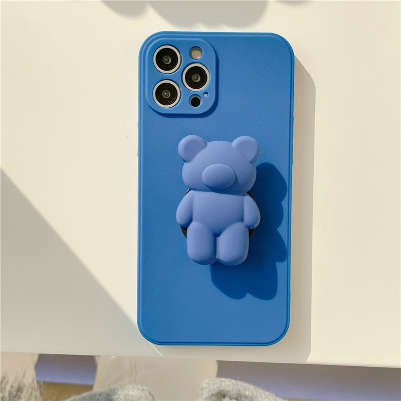 3D Cartoon Bear Bracket Ring Holder Stand Cute Soft Phone Case for iphone 13 11 12 Pro Max X XR XS 7 8 plus MiNi SE 2020 Cover