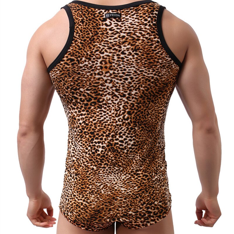 Mens Undershirts Sets Leopard Printed  Tops Boxer Shorts Underwear - OZN Shopping