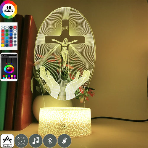 Christian 3D Cross Night Light  Home Decor  Bluetooth Speaker Table Lamp - OZN Shopping