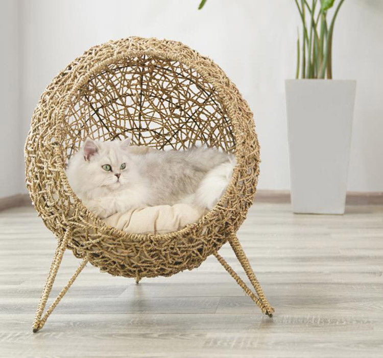 Swinging Hammock Chair Swing Egg /woven Rattan Pet Cat Hanging Bed - OZN Shopping