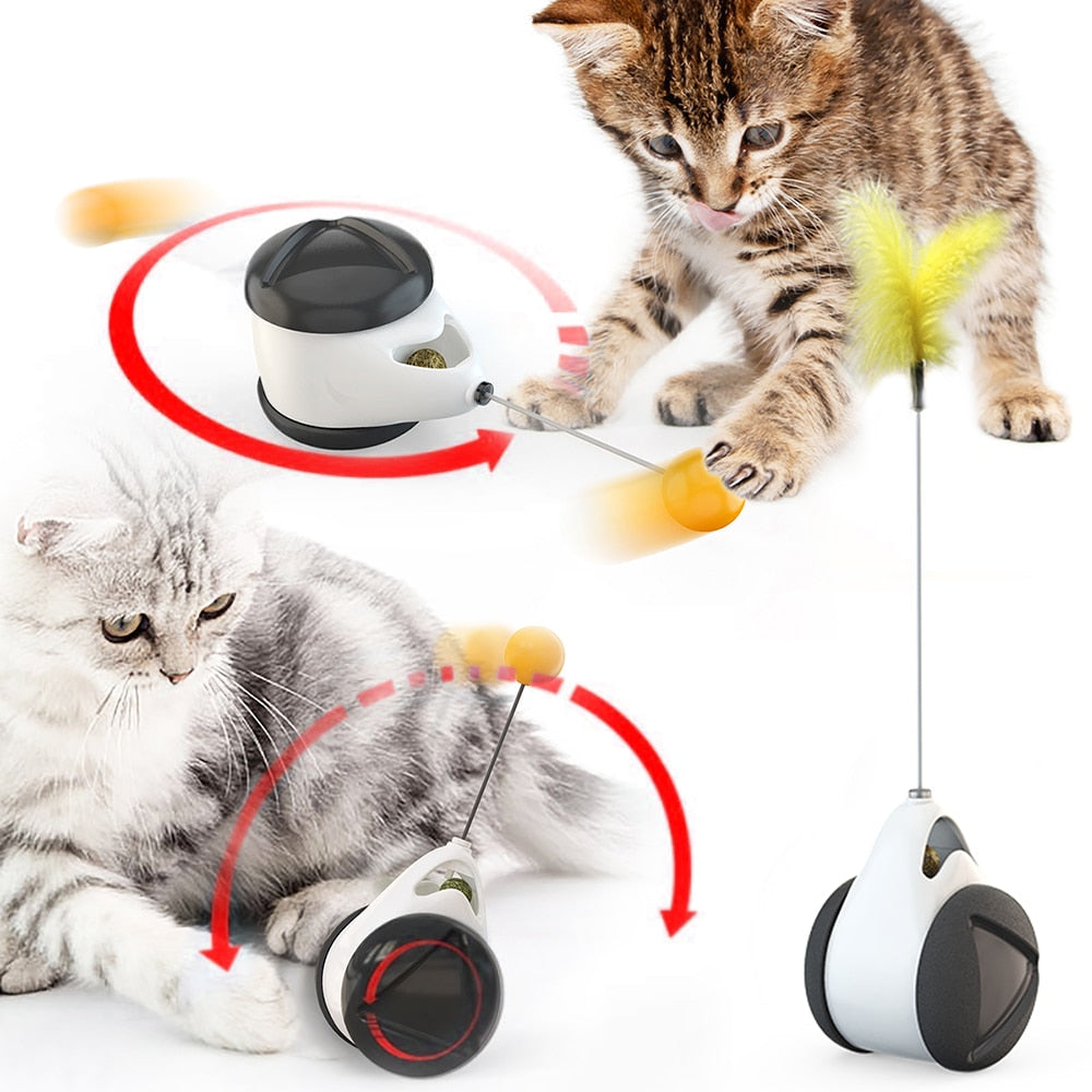 Tumbler Swing Toys for Cats Kitten Interactive Balance Car Cat Chasing Toy With Catnip Funny Pet Products - OZN Shopping