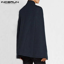 Load image into Gallery viewer, Mens Stand Collar Solid Color Coats Double Breasted Cloak Cape INCERUN Hombre Pockets Poncho Winter Leisure Windbreakers S-5XL 7 - OZN Shopping
