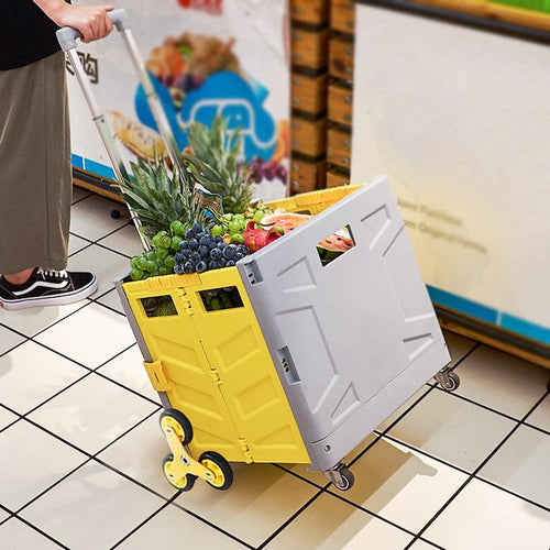 Shopping Trolley Folding Cart Heavy Duty Crate Handcart With 8 Wheels Portable Tools Carrier For Travel Shopping Moving Luggage Home Storage - OZN Shopping